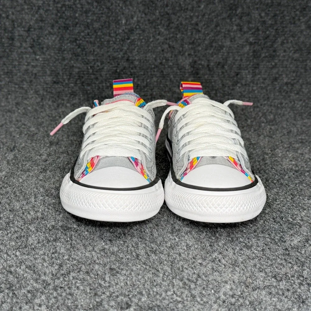 Converse All‎ Star Sneakers Girl's 11 Wolf Grey Rainbow Double Upper Retro Shoes